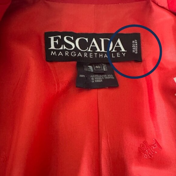 Authentic Vintage Escada by Margaretha Ley Bold Red Wool Blazer/Gold Buttons - Picture 8 of 11
